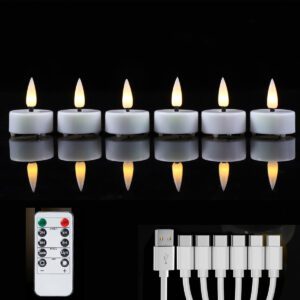 Rechargeable Tea Lights LED Warm White Light 6 Pieces