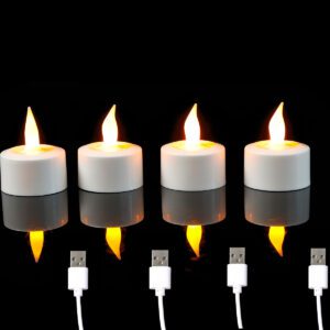 Rechargeable Battery Tealight​ Yellow Light Pack of 4