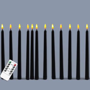 Flameless Black Taper Candles With Remote 12 Pieces