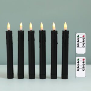 7 Inch Black Flameless Taper Candles Battery Operated