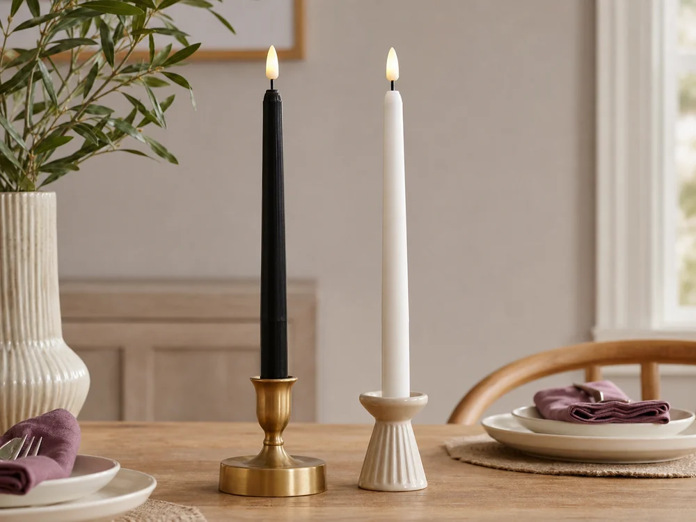 best candle holders for flameless candles in a realistic electronic candle scene