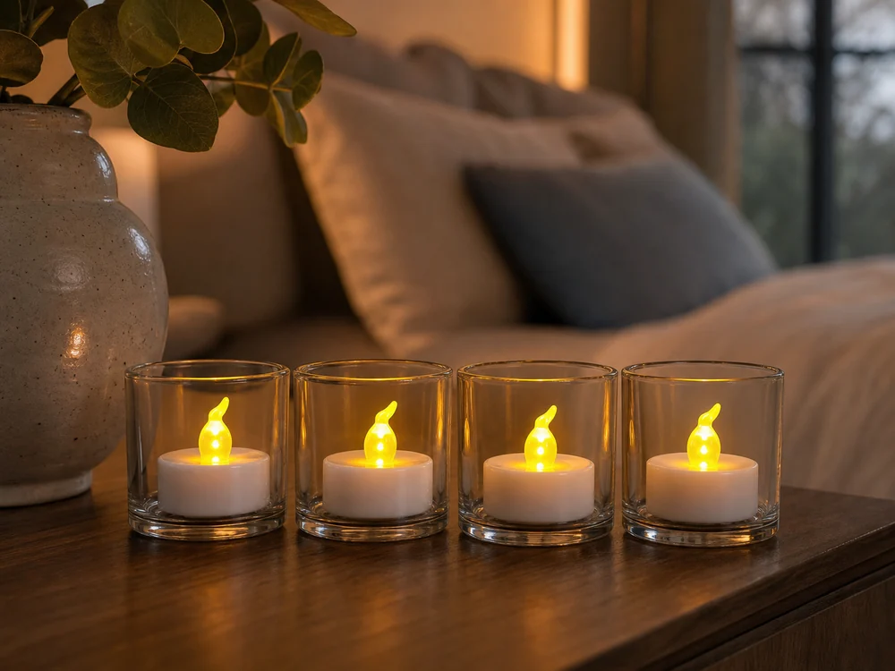can flameless candles be left on overnight in a realistic electronic candle scene
