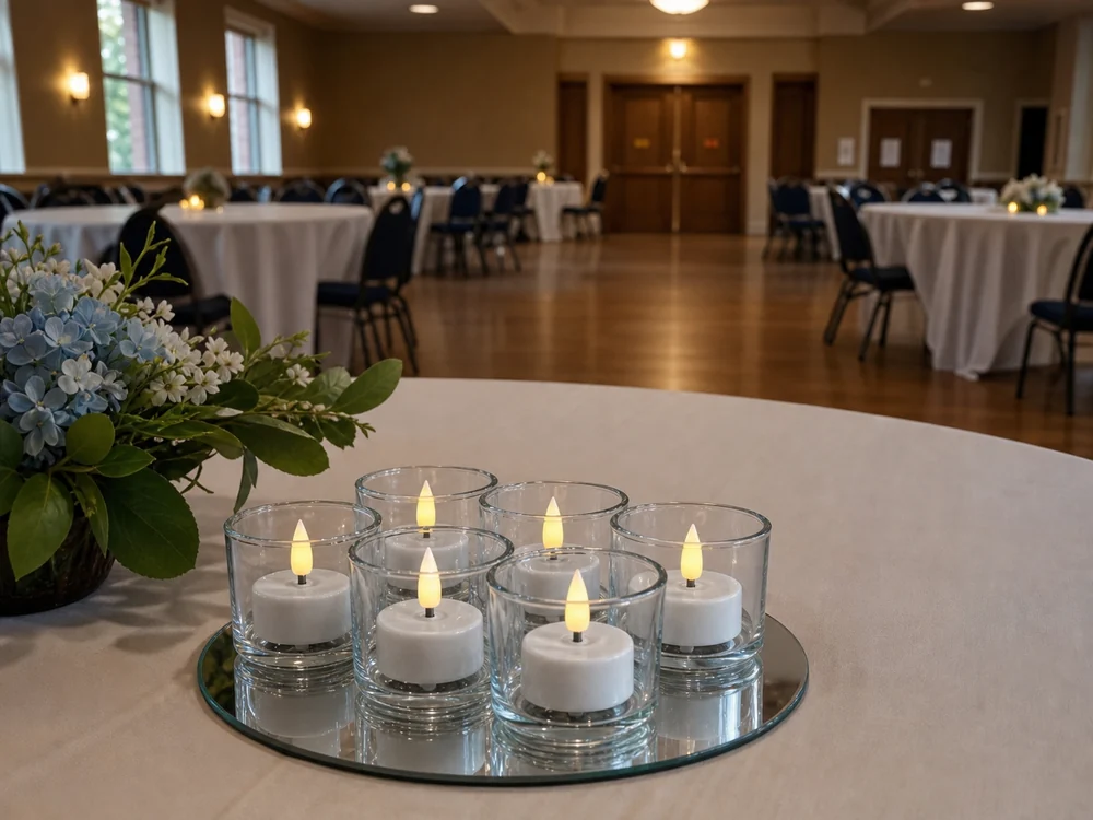 flameless candles for community centers in a realistic electronic candle scene