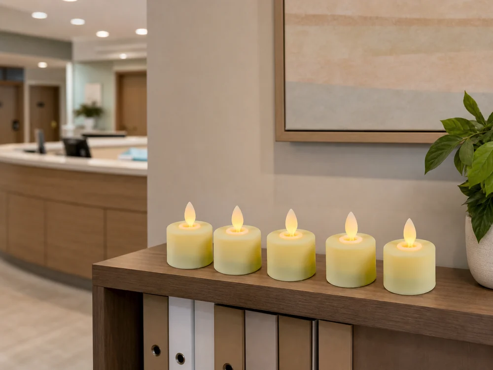flameless candles for hospitals in a realistic electronic candle scene
