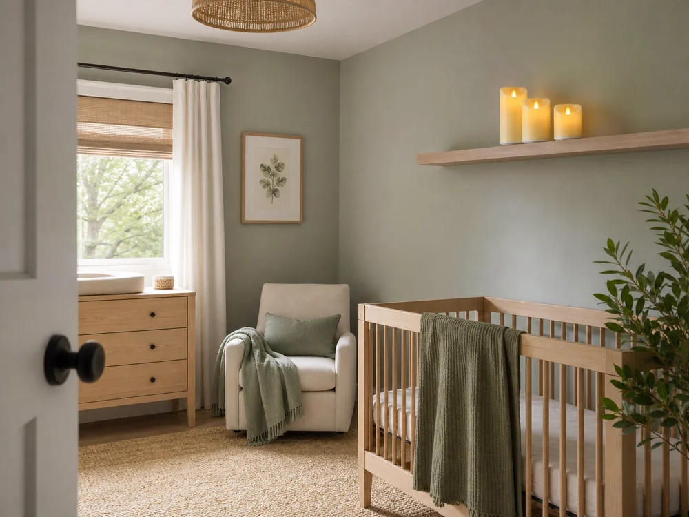 flameless candles for nurseries on a high secured wall shelf