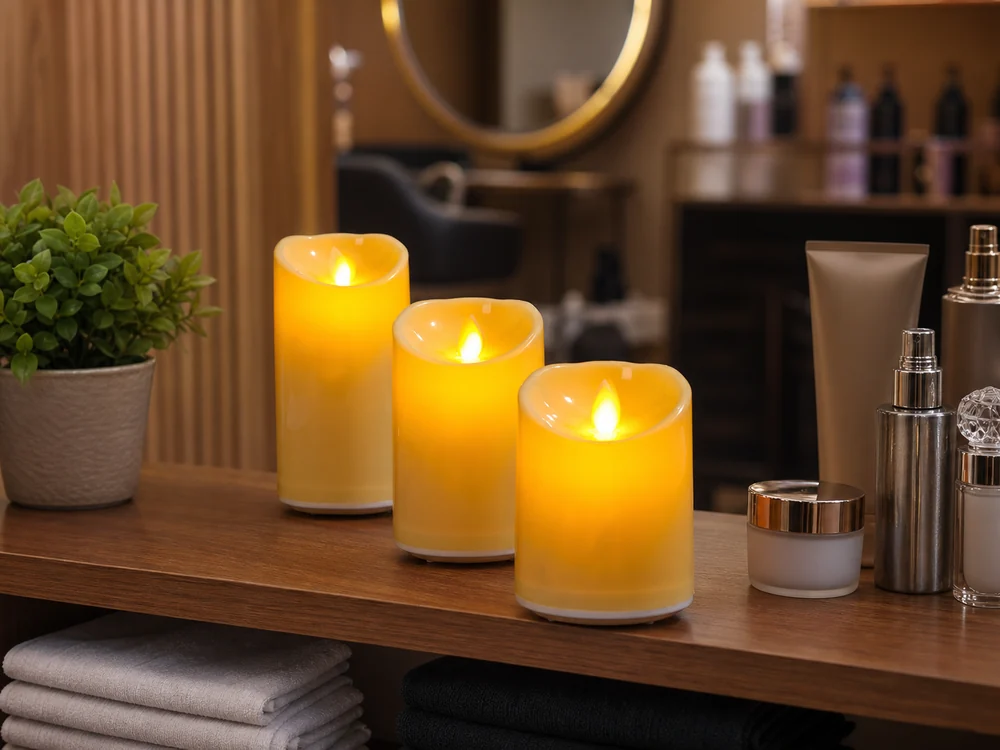 flameless candles for salons in a realistic electronic candle scene