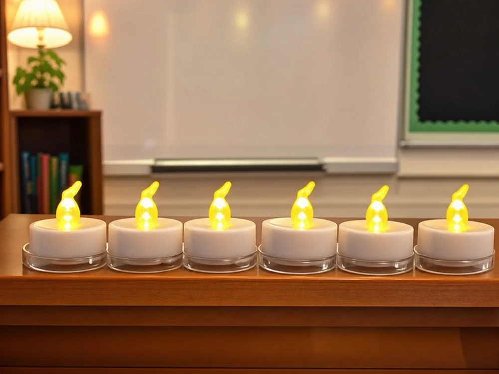flameless candles for schools in a realistic electronic candle scene