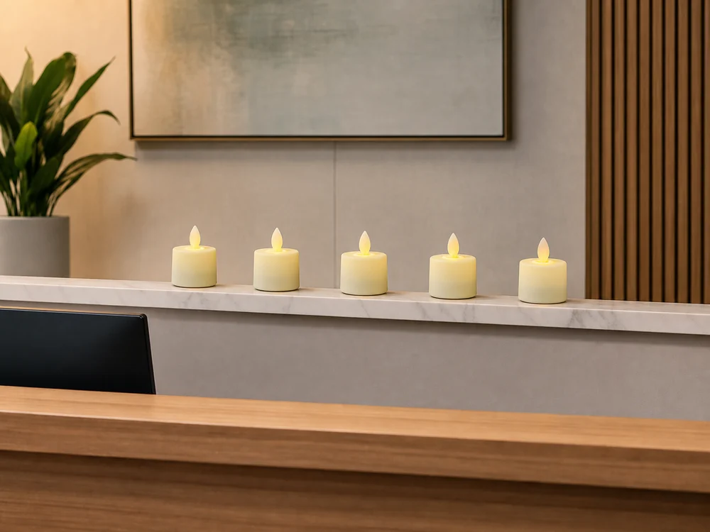 flameless candles for waiting rooms in a realistic electronic candle scene