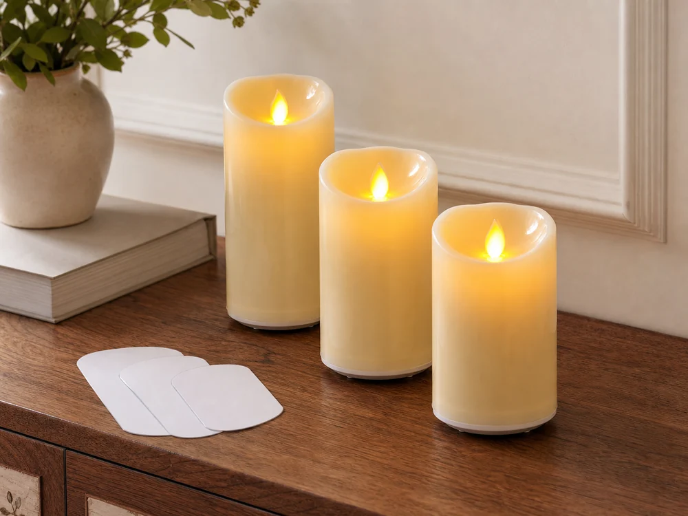 how to choose flameless candle size in a realistic electronic candle scene