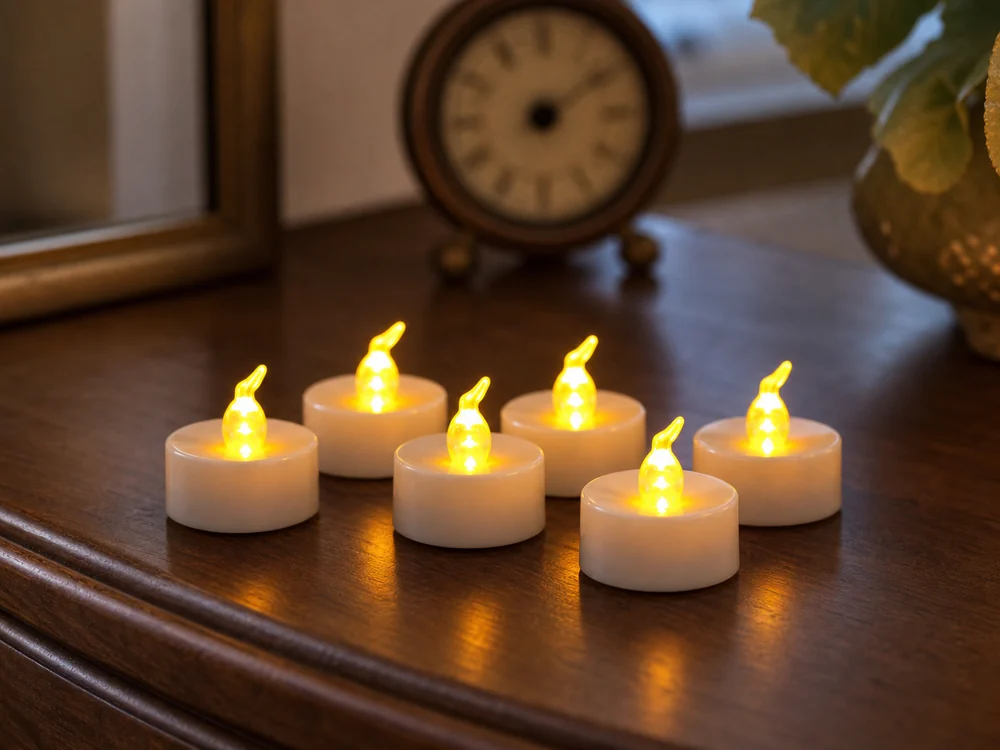 how to use flameless candle timers in a realistic electronic candle scene